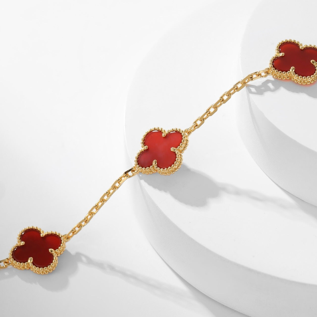 [Glimmer]CLOVER 10 MOTIFS CARNELIAN NECKLACE