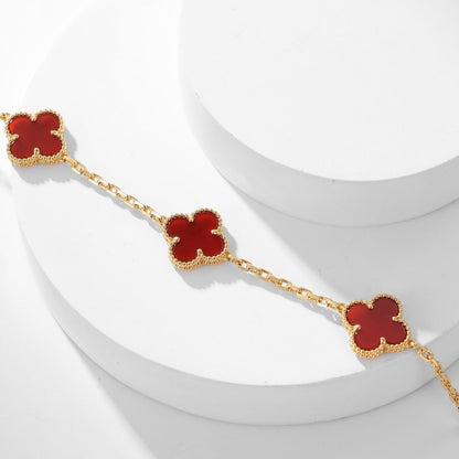 [Glimmer]CLOVER 10 MOTIFS CARNELIAN NECKLACE