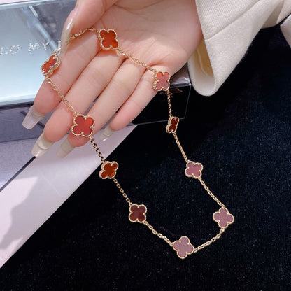 [Glimmer]CLOVER 10 MOTIFS CARNELIAN NECKLACE