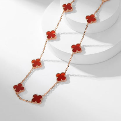 [Glimmer]CLOVER 10 MOTIFS CARNELIAN NECKLACE