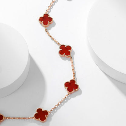 [Glimmer]CLOVER 10 MOTIFS CARNELIAN NECKLACE