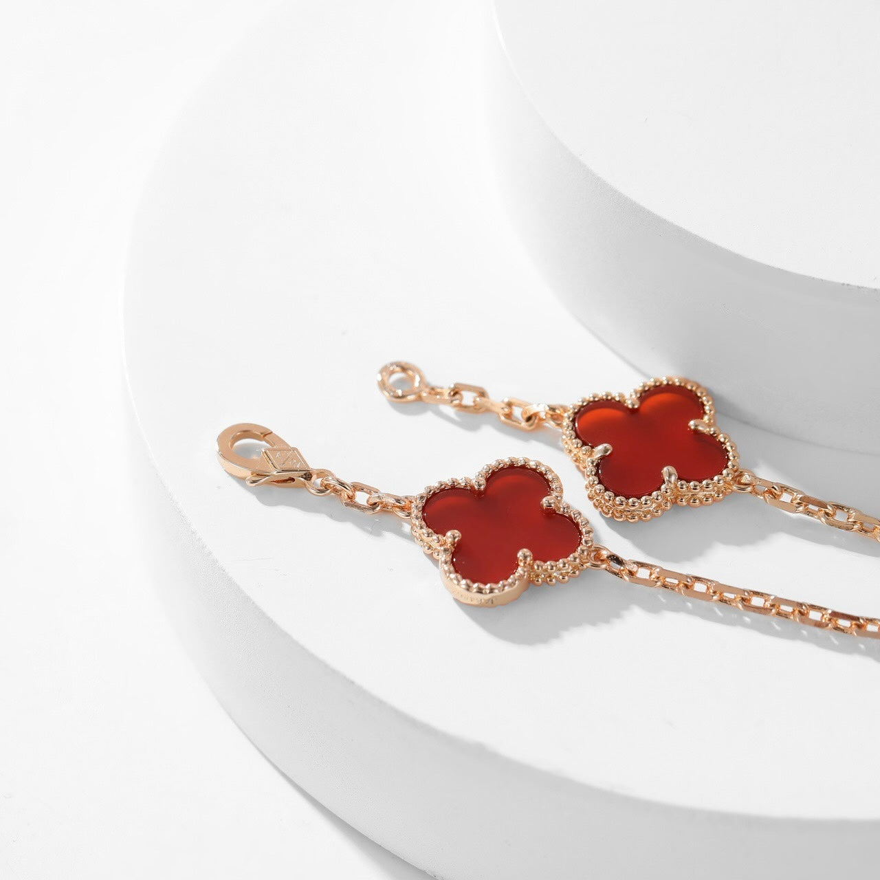 [Glimmer]CLOVER 10 MOTIFS CARNELIAN NECKLACE