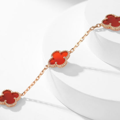 [Glimmer]CLOVER 10 MOTIFS CARNELIAN NECKLACE