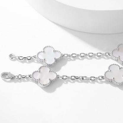[Glimmer]CLOVER 10 MOTIFS WHITE MOTHER OF PEARL NECKLACE