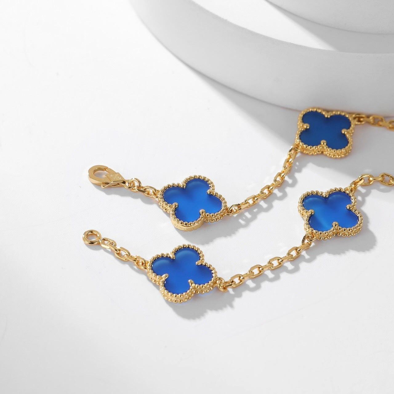 [Glimmer]CLOVER 10 MOTIFS BLUE AGATE NECKLACE