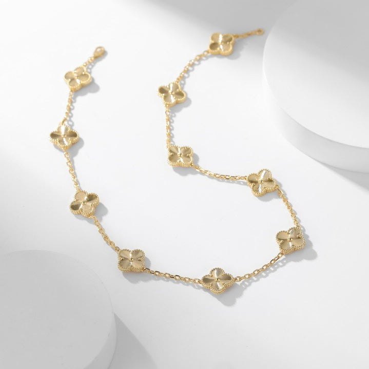 [Glimmer]CLOVER 10 MOTIFS LASER NECKLACE