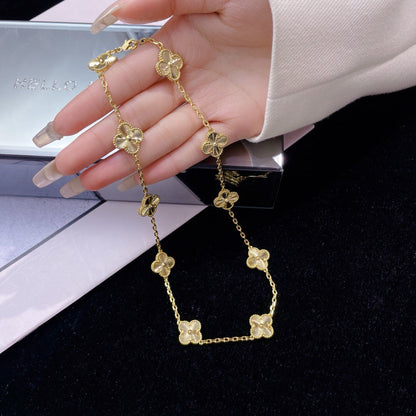 [Glimmer]CLOVER 10 MOTIFS LASER NECKLACE