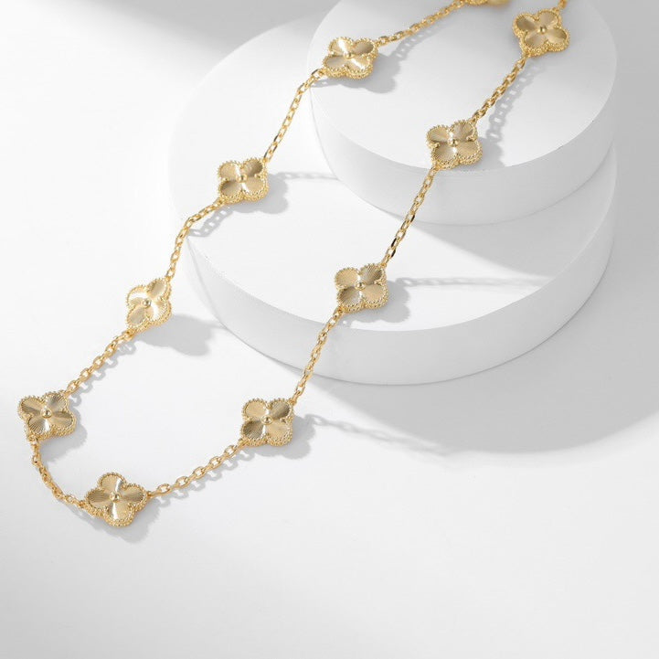 [Glimmer]CLOVER 10 MOTIFS LASER NECKLACE