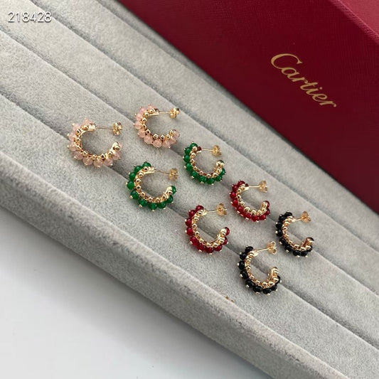 [Glimmer]NEW COLORED GEMSTONE COLLECTION SMALL HOOP EARRINGS