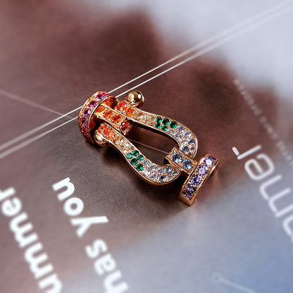 [Glimmer]FORC LARGE HORSESHOE  COLORED DIAMOND BRACELET SILVER