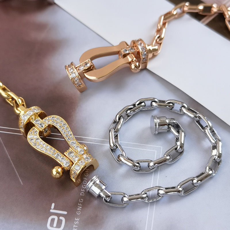 [Glimmer]FORCE LARGE HORSESHOE CLASP  METAL BRACELET