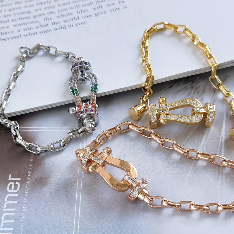 [Glimmer]FORCE LARGE HORSESHOE CLASP  METAL BRACELET