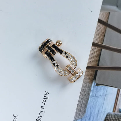 [Glimmer]FORCE LARGE HORSESHOE BLACK WHITE DIAMOND BRACELET SILVER