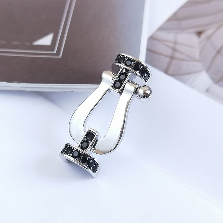 [Glimmer]FORCE LARGE HORSESHOE BLACK DIAMOND BRACELET SILVER