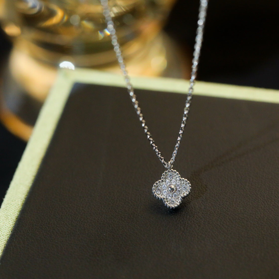 [Glimmer]CLOVER MINI 9.5MM PENDANT DIAMOND NECKLACE