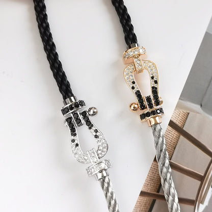 [Glimmer]FORCE LARGE HORSESHOE BLACK WHITE DIAMOND BRACELET SILVER