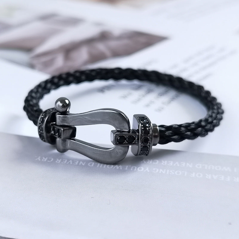 [Glimmer]FORCE LARGE SERIES HORSESHOE BLACK SAMURAI BRACELET