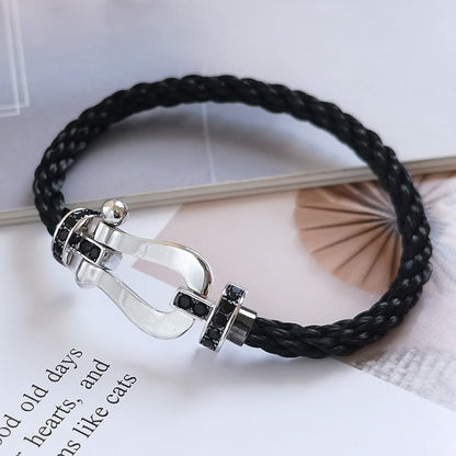 [Glimmer]FORCE LARGE HORSESHOE BLACK DIAMOND BRACELET SILVER