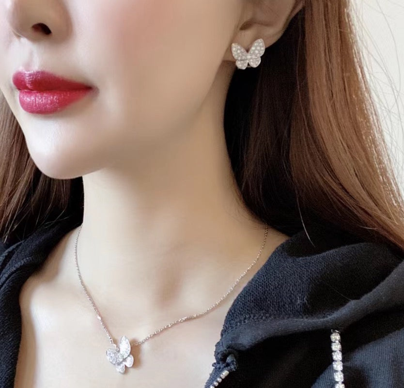 [Glimmer]BUTTERFLY ALL DIAMOND EARRINGS