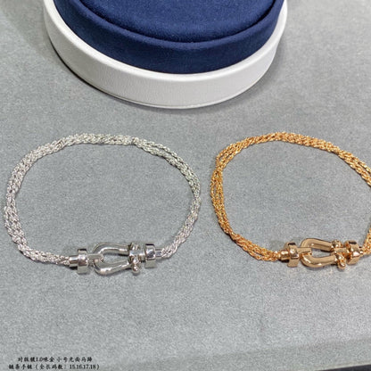 [Glimmer]FORCE SMALL HORSESHOE  DIAMOND CHAIN ROPE BRACELET