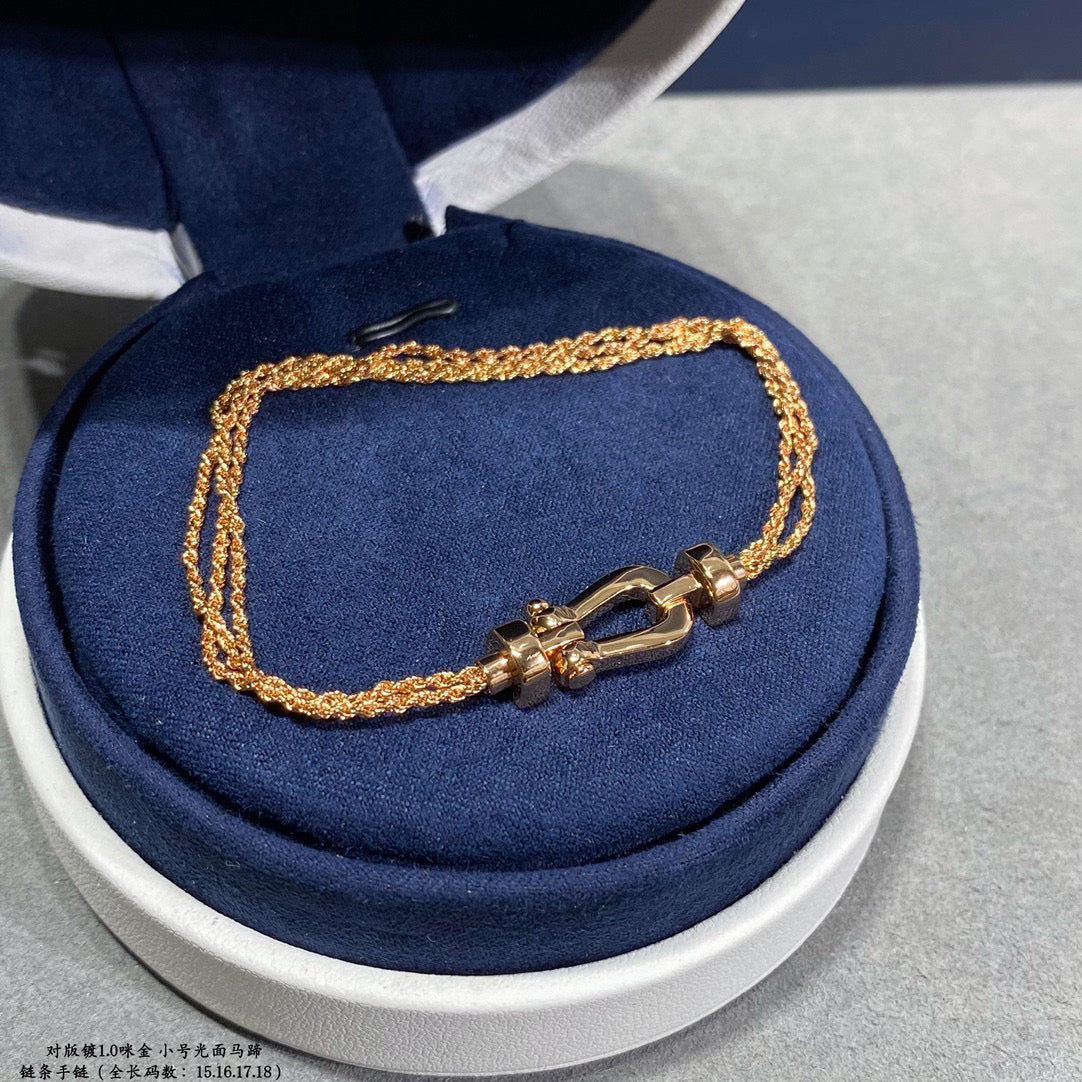 [Glimmer]FORCE SMALL HORSESHOE  DIAMOND CHAIN ROPE BRACELET