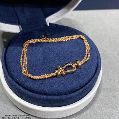 [Glimmer]FORCE SMALL HORSESHOE  DIAMOND CHAIN ROPE BRACELET