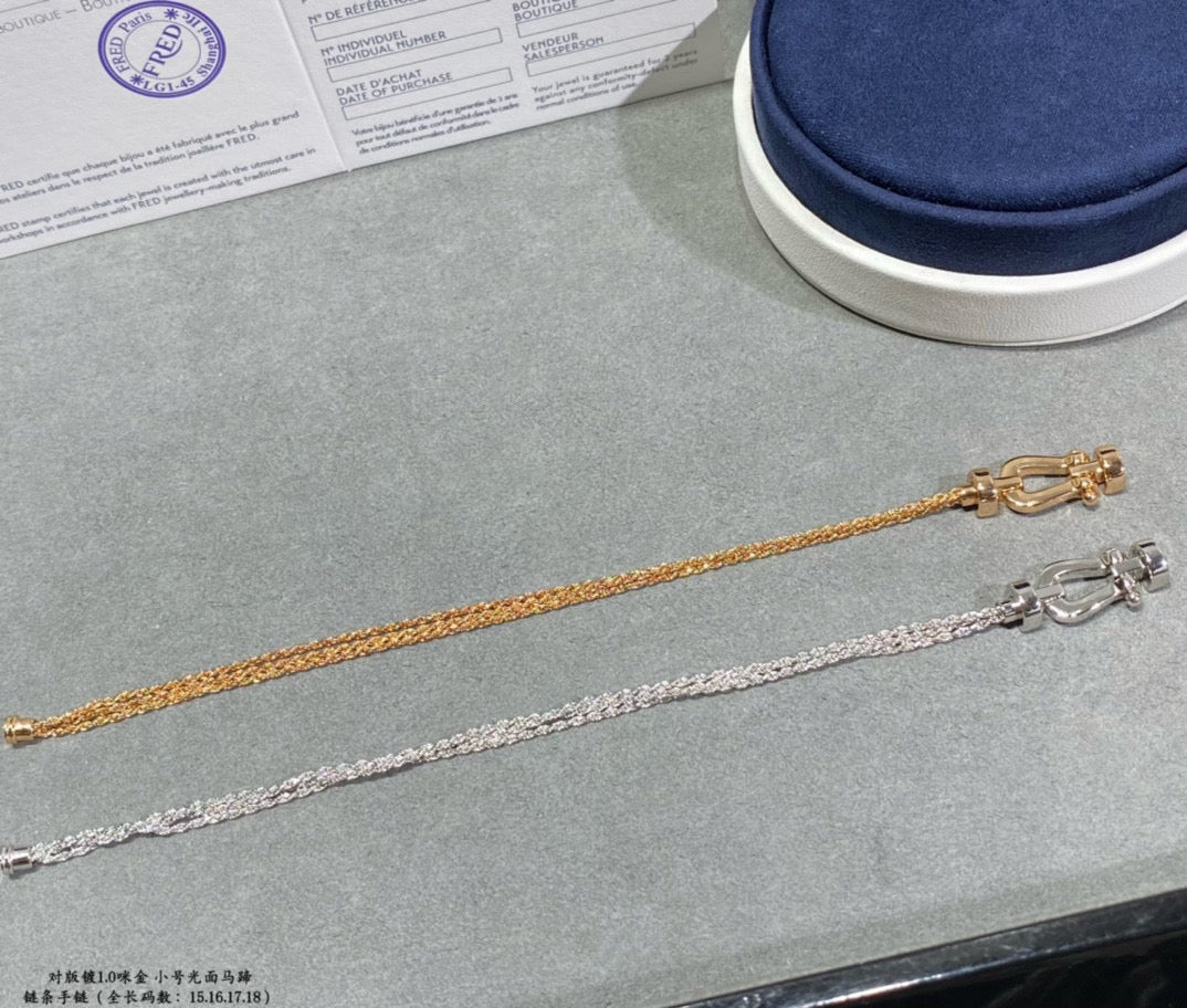 [Glimmer]FORCE SMALL HORSESHOE  DIAMOND CHAIN ROPE BRACELET
