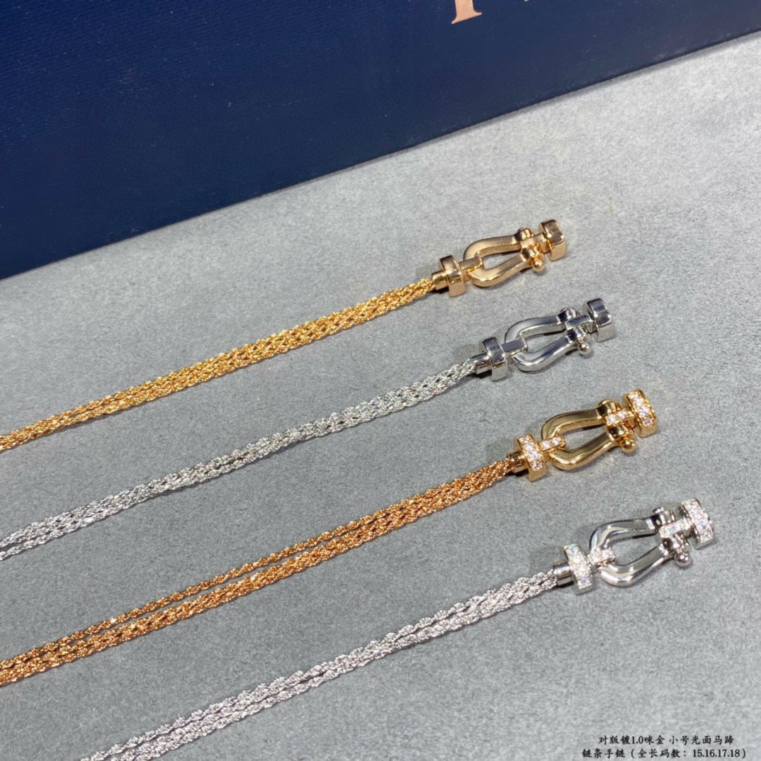[Glimmer]FORCE SMALL HORSESHOE  DIAMOND CHAIN ROPE BRACELET