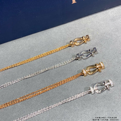 [Glimmer]FORCE SMALL HORSESHOE  DIAMOND CHAIN ROPE BRACELET