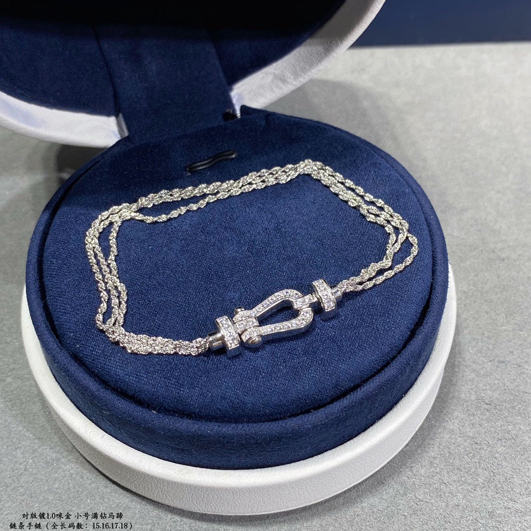 [Glimmer]FORCE SMALL HORSESHOE  DIAMOND CHAIN ROPE BRACELET