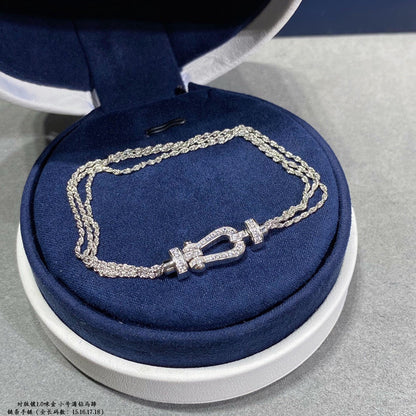 [Glimmer]FORCE SMALL HORSESHOE  DIAMOND CHAIN ROPE BRACELET