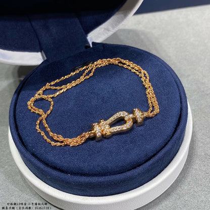 [Glimmer]FORCE SMALL HORSESHOE  DIAMOND CHAIN ROPE BRACELET