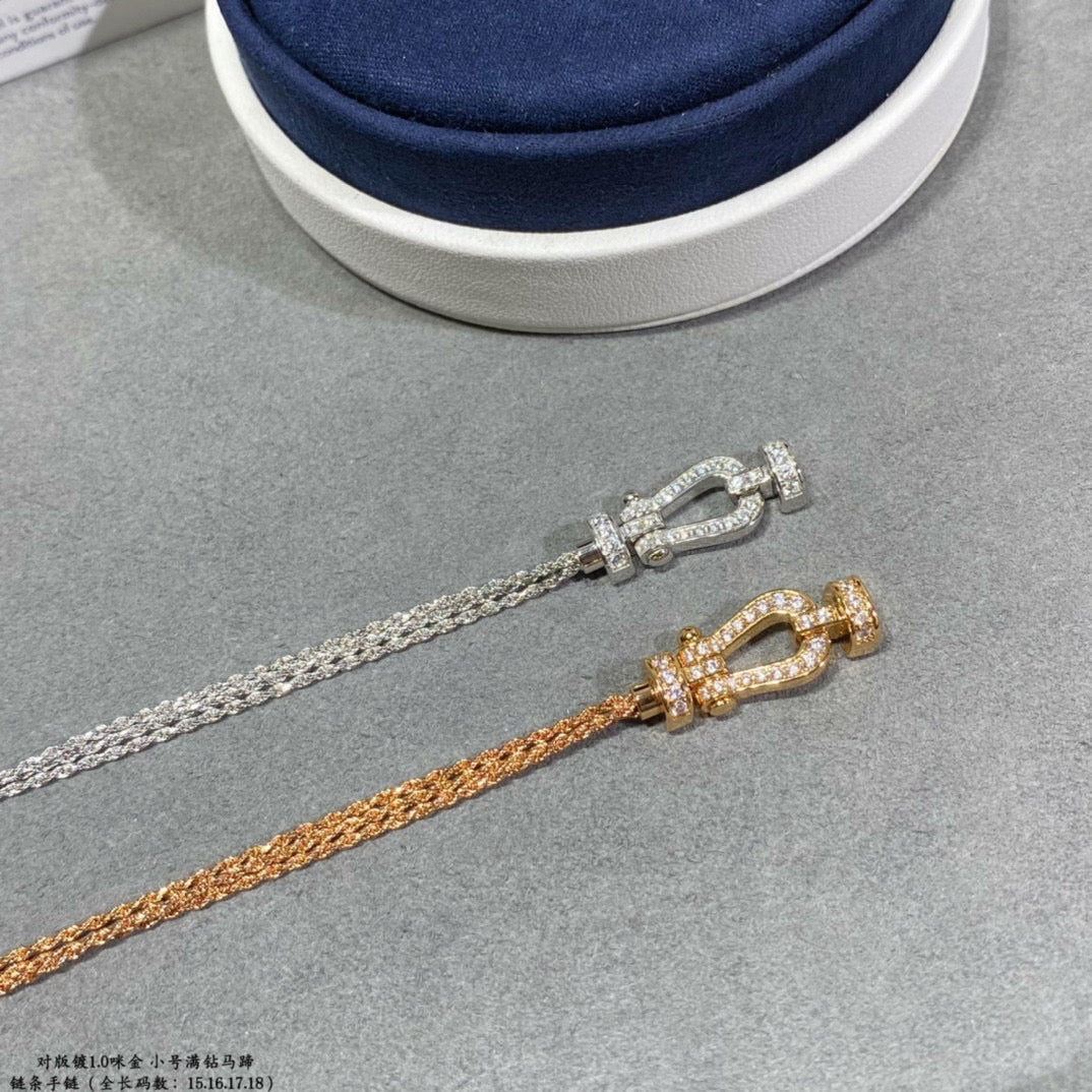 [Glimmer]FORCE SMALL HORSESHOE  DIAMOND CHAIN ROPE BRACELET