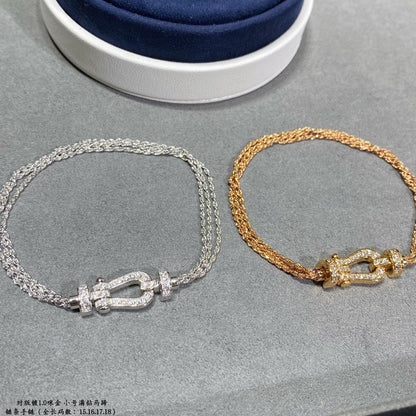 [Glimmer]FORCE SMALL HORSESHOE  DIAMOND CHAIN ROPE BRACELET