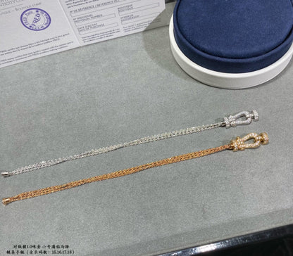 [Glimmer]FORCE SMALL HORSESHOE  DIAMOND CHAIN ROPE BRACELET