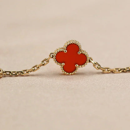 [Glimmer] CLOVER 5 MOTIF RED CORNELIAN BRACELET COLLECTION