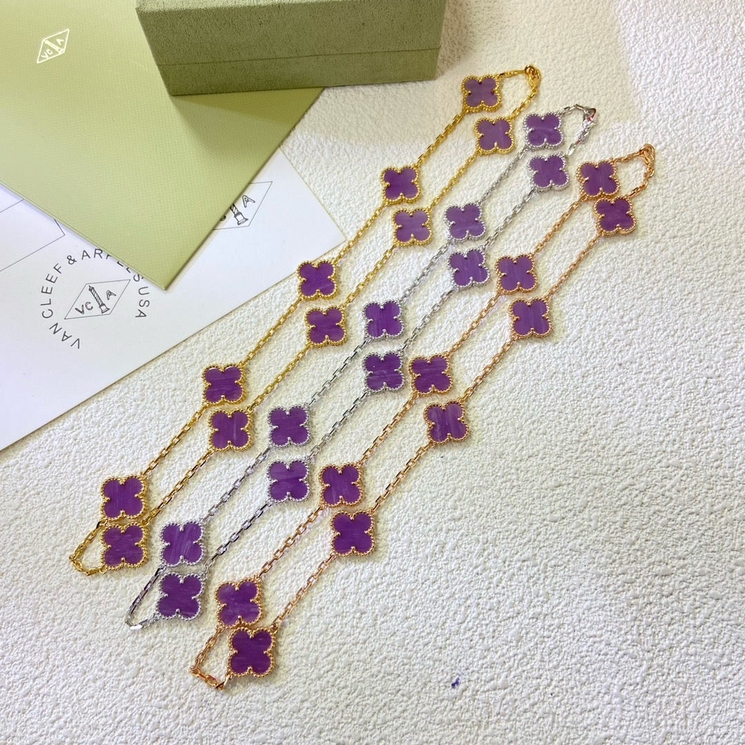 [Glimmer Jewelry]CLOVER 10 MOTIFS  PURPLE VIOLET  NECKLACE