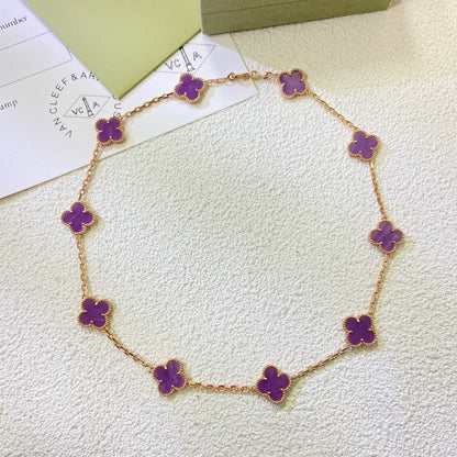 [Glimmer Jewelry]CLOVER 10 MOTIFS  PURPLE VIOLET  NECKLACE