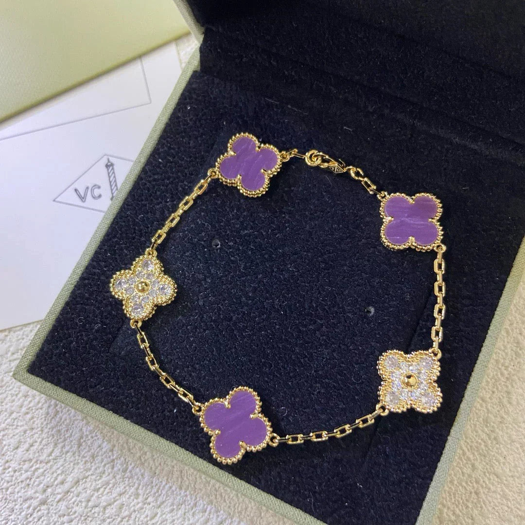 [Glimmer] CLOVER 5 MOTIF VIOLET BRACELET COLLECTION