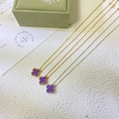 [Glimmer Jewelry]CLOVER 15MM  PURPLE VIOLET NECKLACE