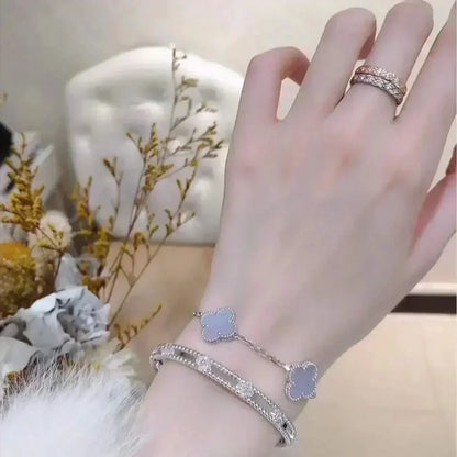 [Glimmer] CLOVER 5 MOTIF PURPLE CHALCEDONY BRACELET COLLECTION