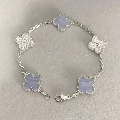 [Glimmer] CLOVER 5 MOTIF PURPLE CHALCEDONY BRACELET COLLECTION