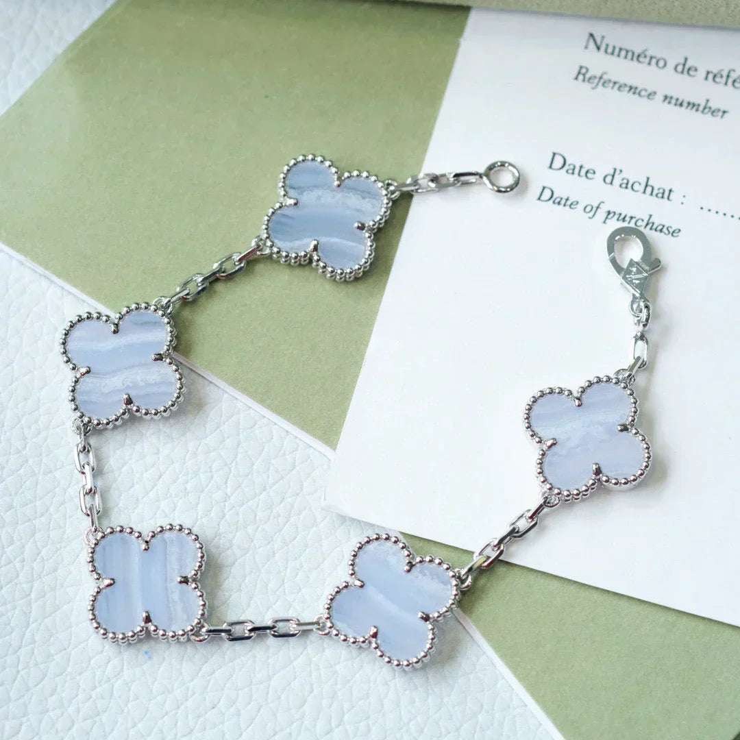 [Glimmer] CLOVER 5 MOTIF PURPLE CHALCEDONY BRACELET COLLECTION