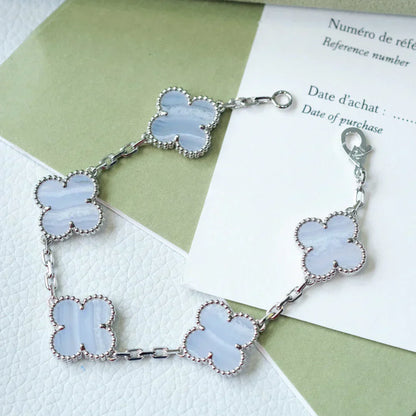 [Glimmer] CLOVER 5 MOTIF PURPLE CHALCEDONY BRACELET COLLECTION