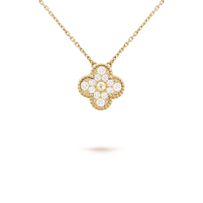 [Glimmer]CLOVER 15MM DIAMOND SINGLE FLOWER NECKLACE