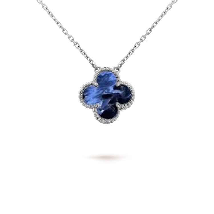 [Glimmer]CLOVER 15MM PIETERSITE NECKLACE SILVER