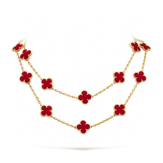 [Glimmer]CLOVER 20 MOTIFS CARNELIAN NECKLACE