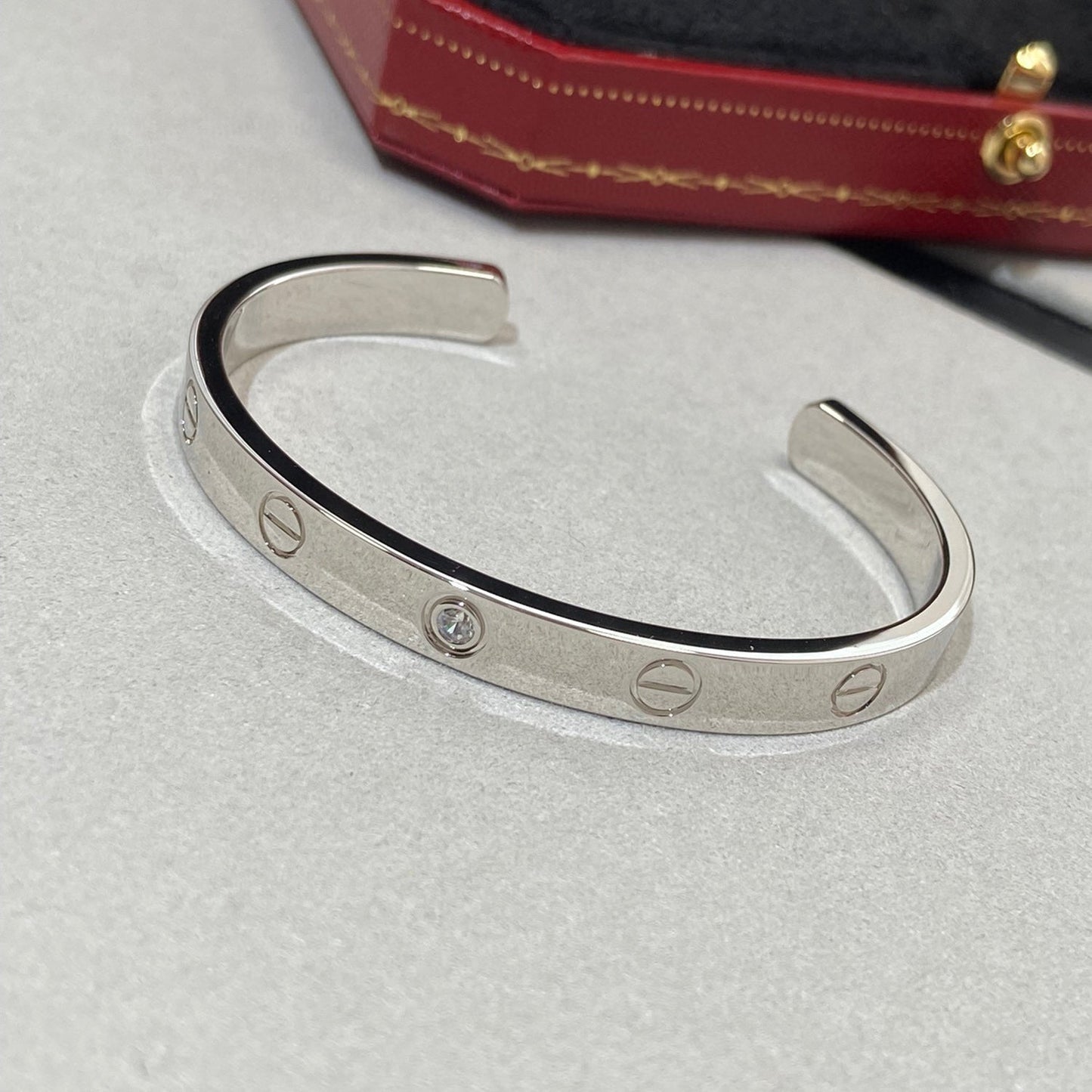 [Glimmer]LOVE BRACELET 6.1MM 1 DIAMOND OPEN CUFF