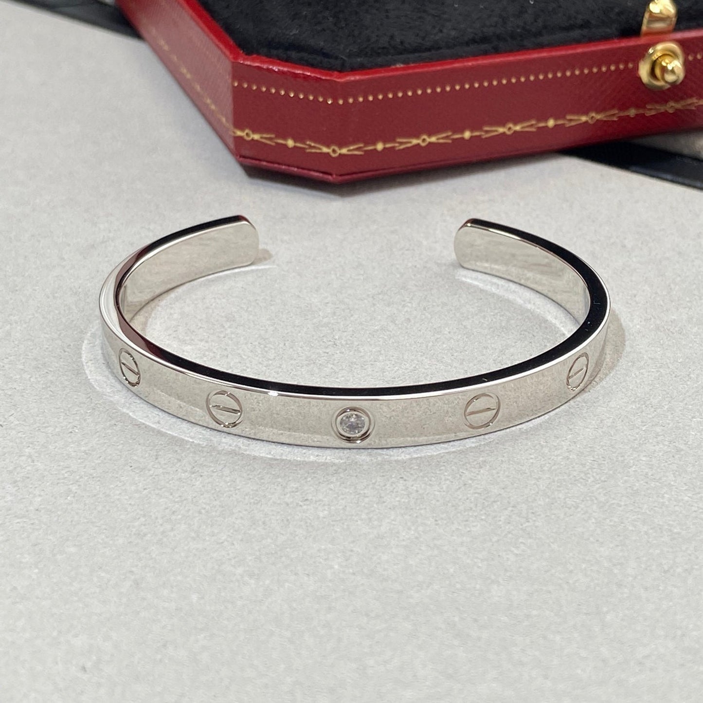 [Glimmer]LOVE BRACELET 6.1MM 1 DIAMOND OPEN CUFF