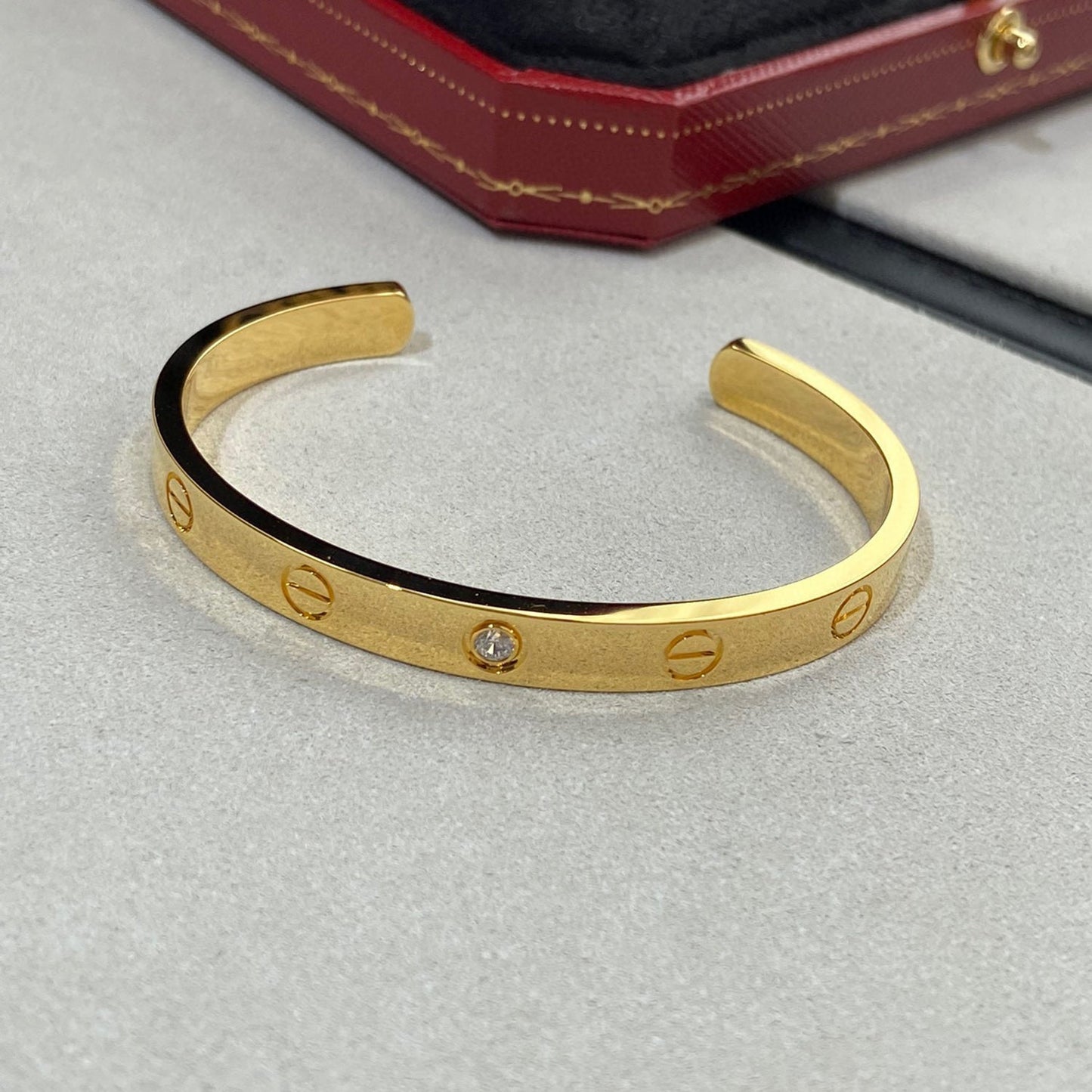 [Glimmer]LOVE BRACELET 6.1MM 1 DIAMOND OPEN CUFF